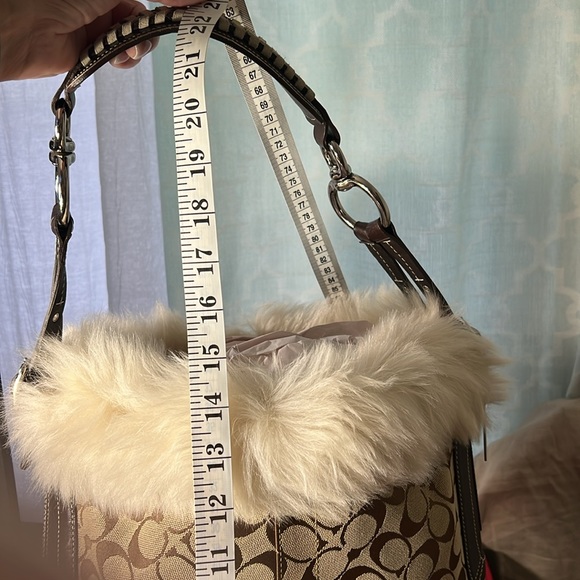 Coach Faux Fur Monogram Suede Purse - Picture 12 of 13